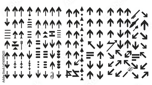 Ensemble élégant de 100 icônes de flèches noires : illustrations vectorielles modernes et élégantes pour la collection de flèches et la conception de l'interface utilisateur photo