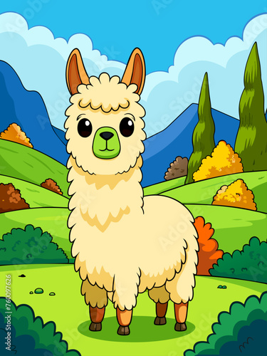 alpaca cute landscape background