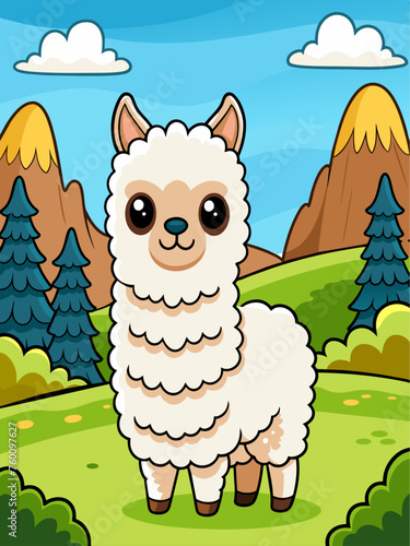 alpaca cute landscape background