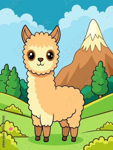 alpaca cute landscape background