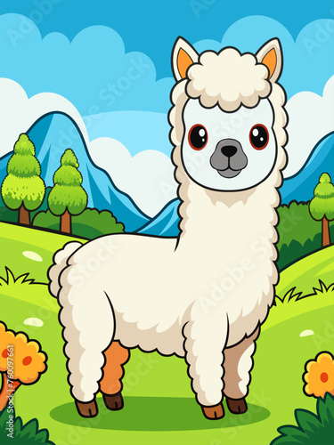 alpaca cute landscape background