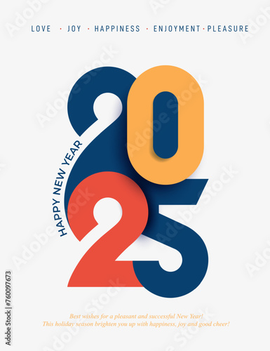Simple and Christmas elegant 2025 New Year eve holiday background design. Vector Illustration. 2025 Happy New Year Background Design. Trend Colorful and Trendy New Year 2025 Design Template.