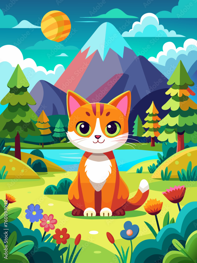 animals cat cute landscape background animals cat cute landscape background