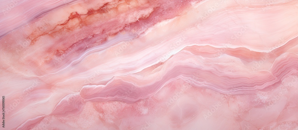Close up of a pink marble texture with intricate patterns resembling wood grains. The magenta and peach hues create an artful design that looks like a mix of fur and pork meat ingredients - obrazy, fototapety, plakaty 