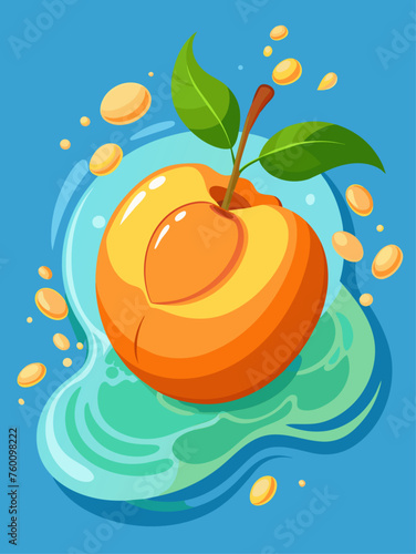 apricot fruit water background