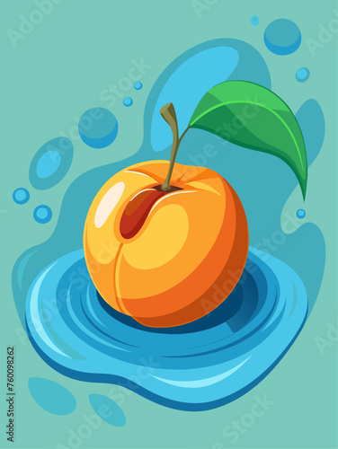 apricot fruit water background
