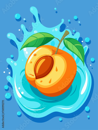 apricot fruit water background