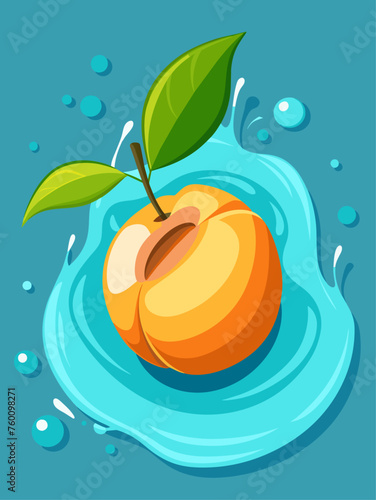 apricot fruit water background