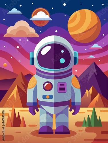 astronaut vector landscape background