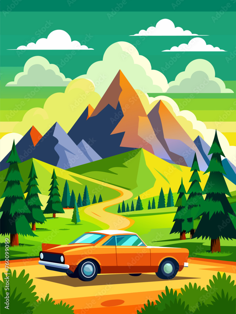 Auto vector landscape background featuring stunning mountains, rolling hills, and a vibrant sky. Auto vector landscape background featuring stunning mountains, rolling hills, and a vibrant sky.