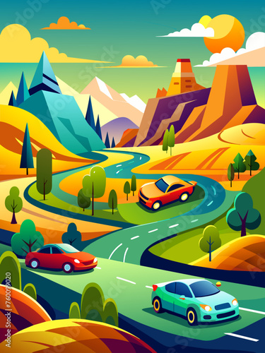 automotive vector landscape background