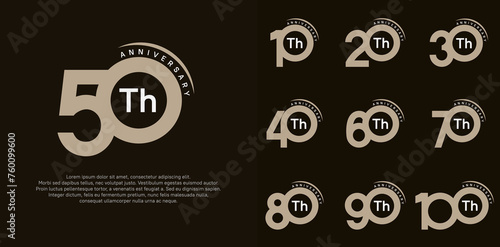 anniversary logotype vector set, brown color can be use for special day celebration photo