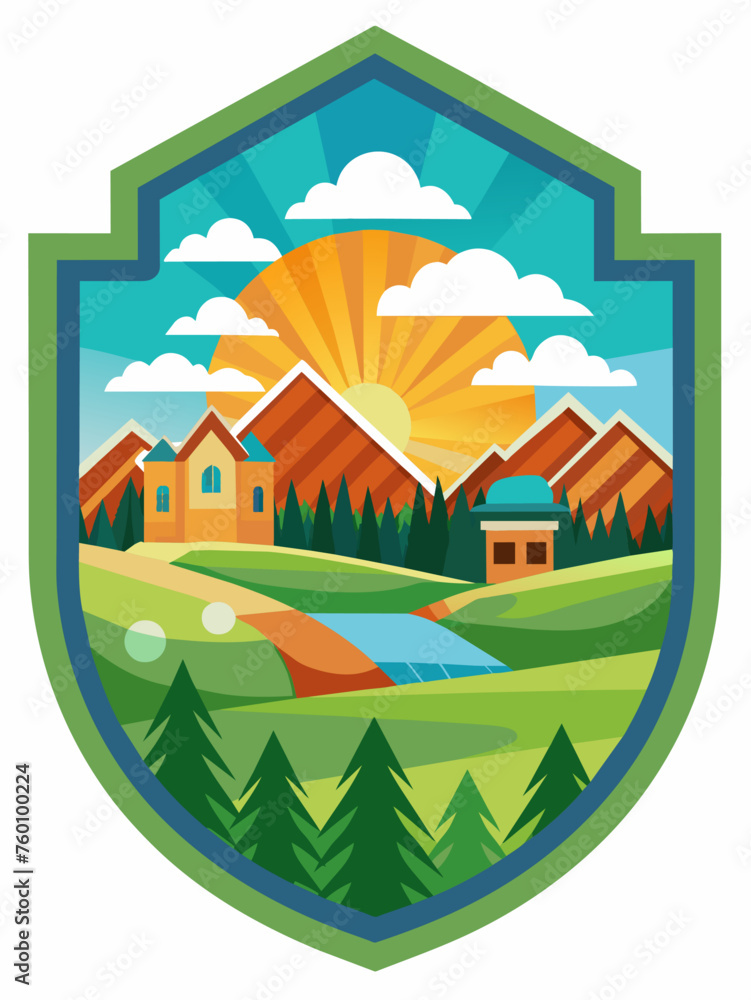 Naklejka premium badges vector landscape background