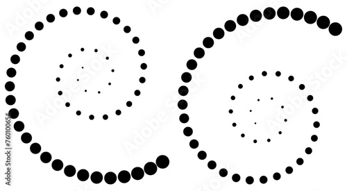 SPIRALES AVEC POINTS RONDS. Points noirs parfaitement ronds