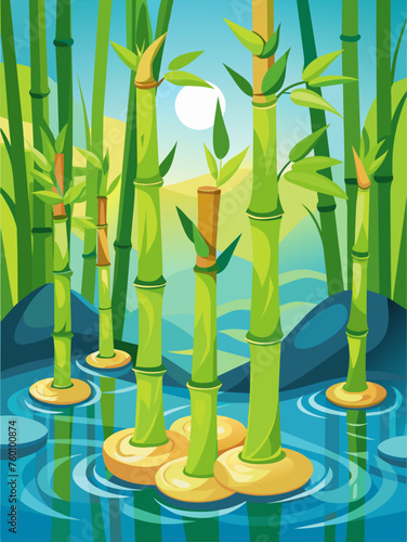 bamboo shoots water background