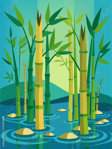 bamboo shoots water background
