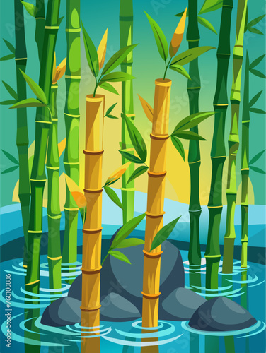 bamboo shoots water background