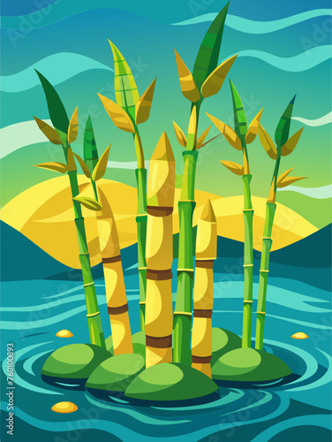 bamboo shoots water background