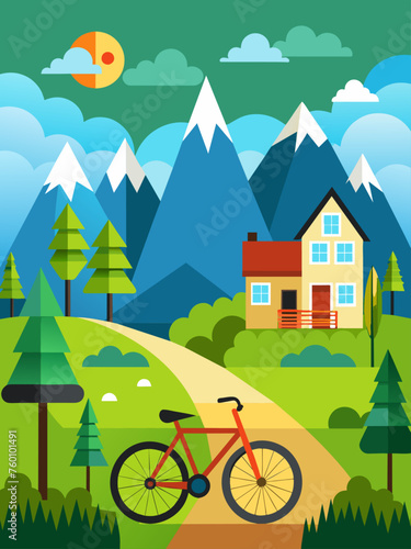 A lonely bicycle rests against a backdrop of rolling hills and a distant horizon.