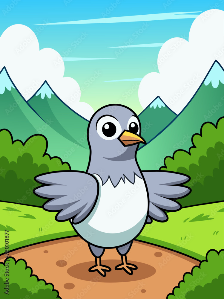 Naklejka premium A cute dove stands out against a peaceful landscape.