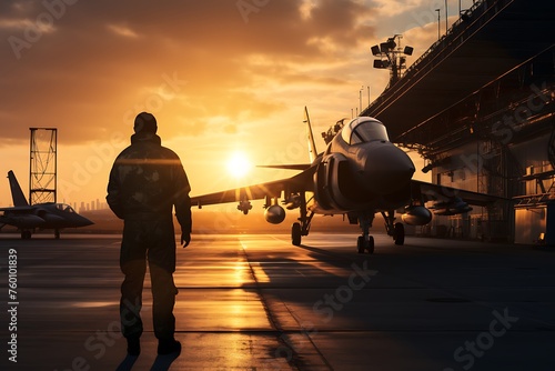 United States Air Force (USAF) special forces soldier in the airport at sunset © Creative