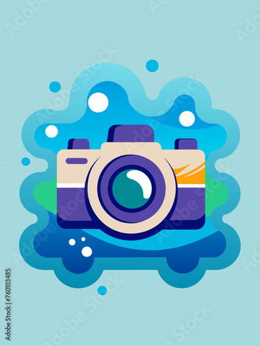 A camera template with a water background showcasing its design elements and providing a visual representation of its functionality.