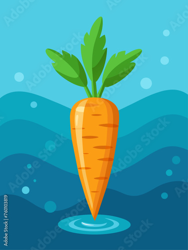 Vibrant orange carrots float in crystal-clear water, creating a refreshing and nutritious backdrop.