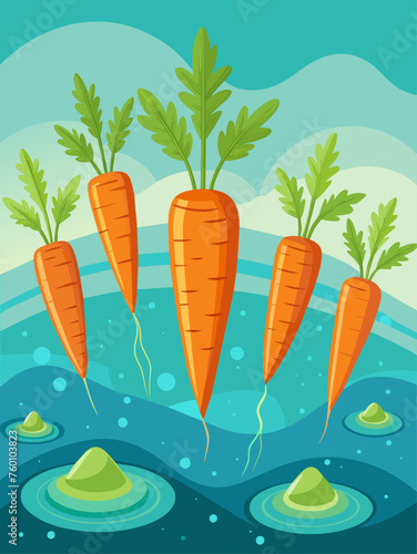 Fresh carrots submerged in clear water, displaying their vibrant orange hue.