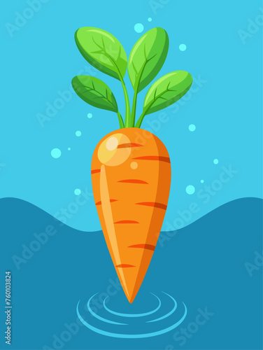 A water-sprinkled carrot sits on a white background.