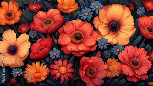 Wallpaper Mural  Various Blooming Flowers Including Tulips and Daisies - A Colorful Collection of Botanical Artistry  Torontodigital.ca