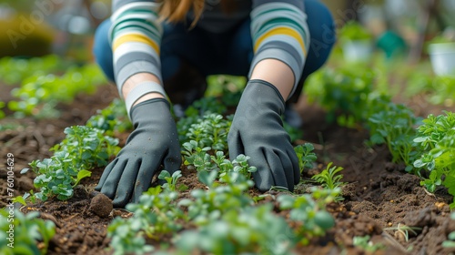 Environmental Volunteer Planting Tree for Earth Day