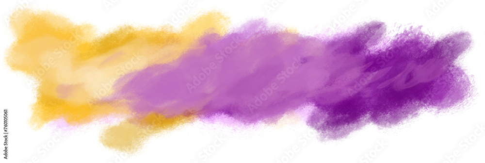 An abstract header with yellow orange and purple paint strokes with transparent background. 
