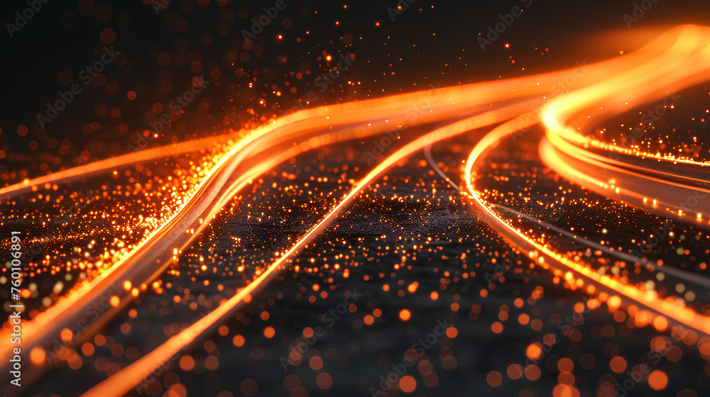 Fototapeta premium orange glowing line effect 