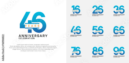 anniversary logotype vector set with blue color for special celebration