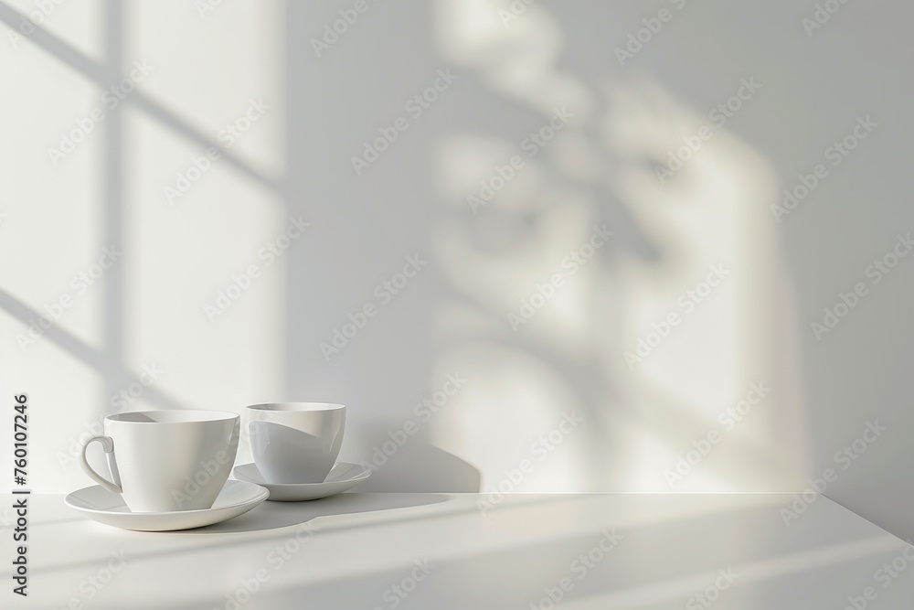 tho cups of coffee on the table on white background tho cups of coffee on the table on white background