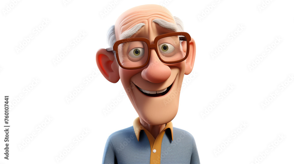 An elderly gentleman with spectacles wearing a warm smile