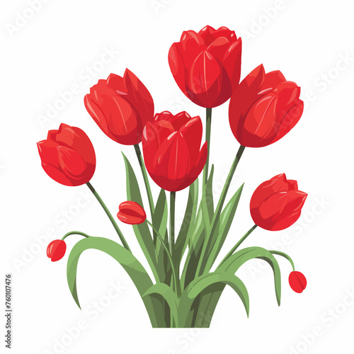 Stylized red tulips on a white background. Digital