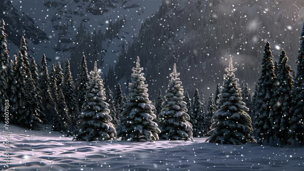 Christmas tree. Looped Christmas snow. Generative AI. Christmas tree. Looped Christmas snow. Generative AI.