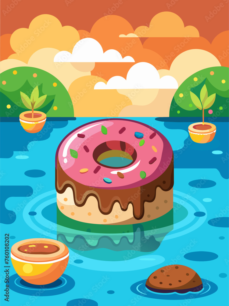 Donuts, a delicious treat, are placed on a table with a glass of water in the background.