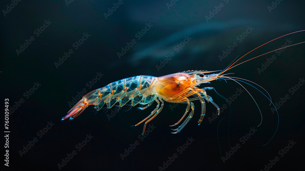 Fototapeta premium close - up shot, fresh red shrimp on black background