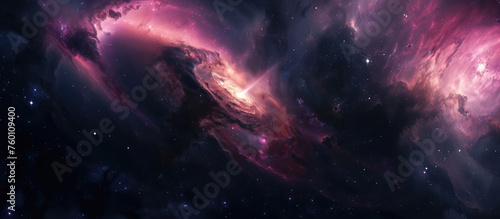Majestic pink nebula across starry night sky