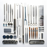 Professional Dental Instruments Neatly Positioned on a Steel Tray Against a Hygienic White Backdrop