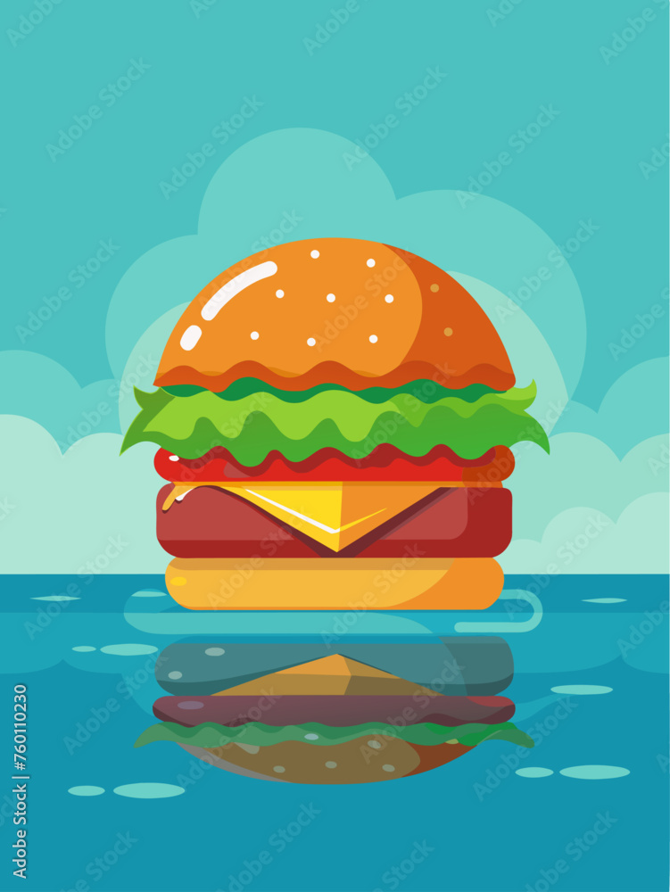 A juicy burger sits on a wooden table, its patty overflowing with melted cheese and vegetables, with a cup of water in the background A juicy burger sits on a wooden table, its patty overflowing with melted cheese and vegetables, with a cup of water in the background