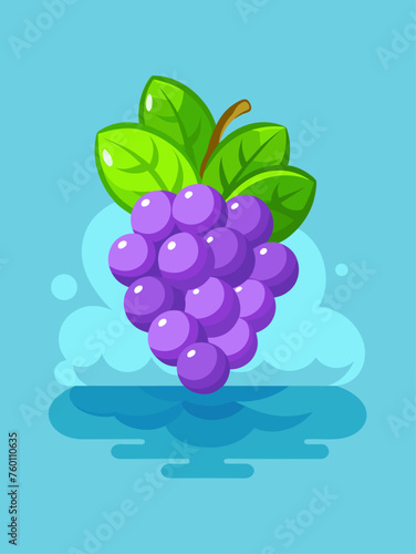 Water droplets rest on fresh grapes in a vibrant and refreshing background.