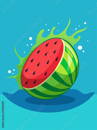 Refreshing watermelon slices floating in clear water, creating a vibrant summery scene.