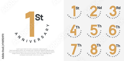 anniversary set vector design with brown and black color for celebration moment