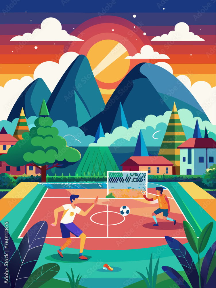 A futsal match in progress, captured in a landscape format, highlighting the dynamic action and intensity of the game.