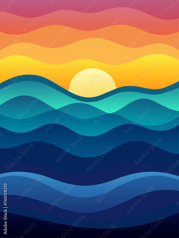 Vector water background in gradients shades of blue and green.