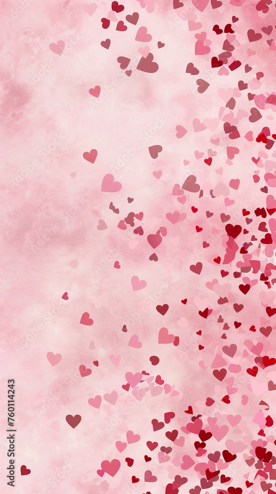 heart confetti template positioned in the the upper left and bottom right corner, in the style of magical girl, minimalist backgrounds