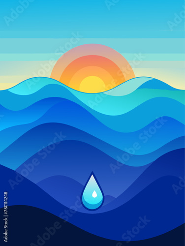 Gradient vector water background with vibrant shades of blue and green, creating a dynamic and watery effect.